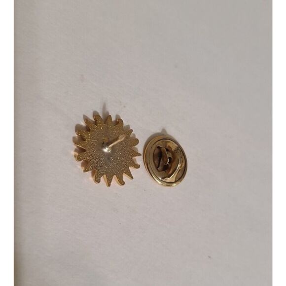 Vintage New Lawrence Bentley Double Tac Pin Brooch Hat Pin Set Gold Sun Enamel - Picture 6 of 13